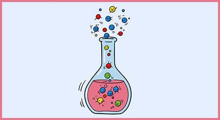 The particles in a liquid as it boils and evaporates.